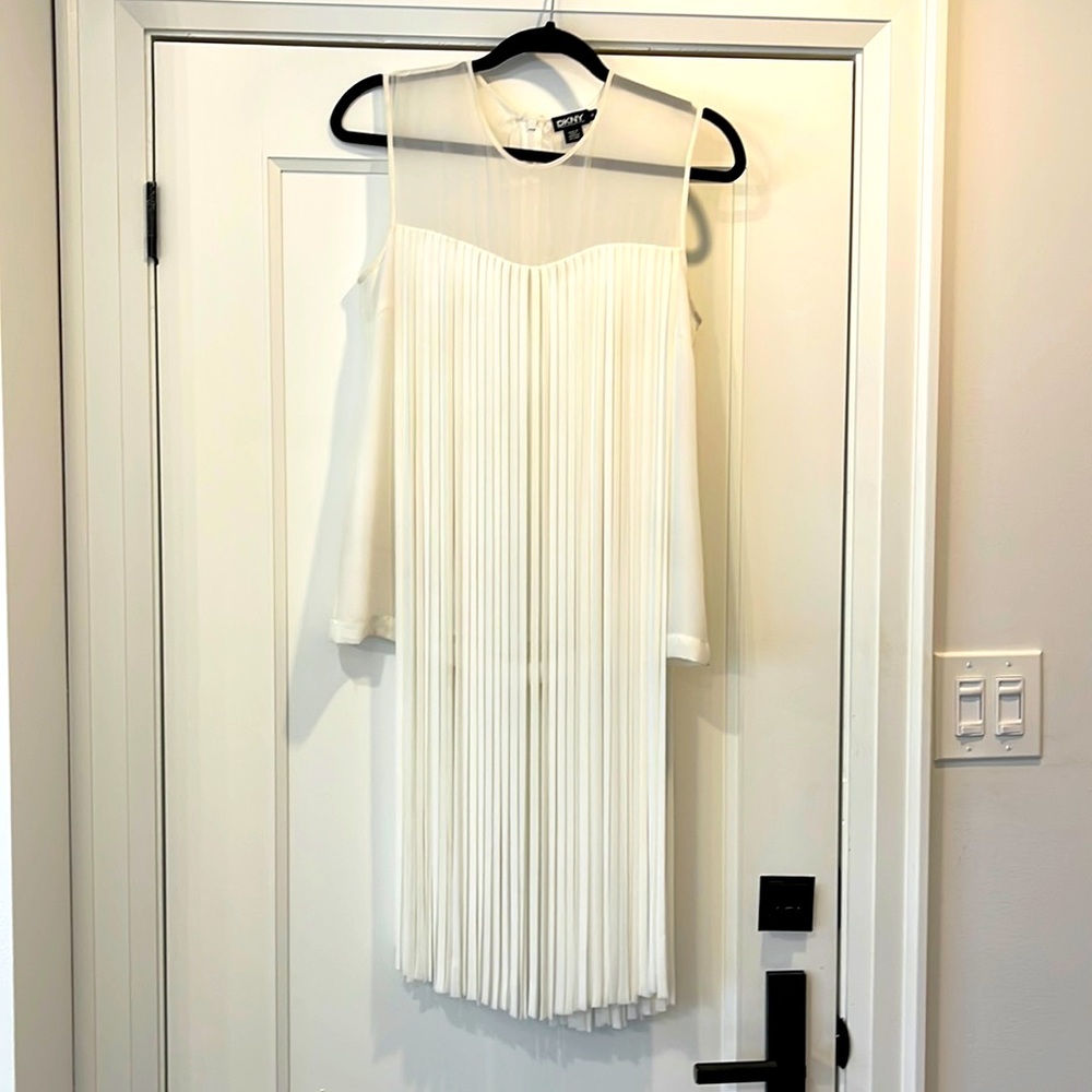 DKNY cool fringe sheer blouse